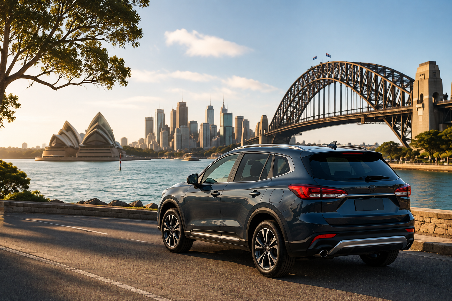 nubeR SUV on the road with Sydney skyline